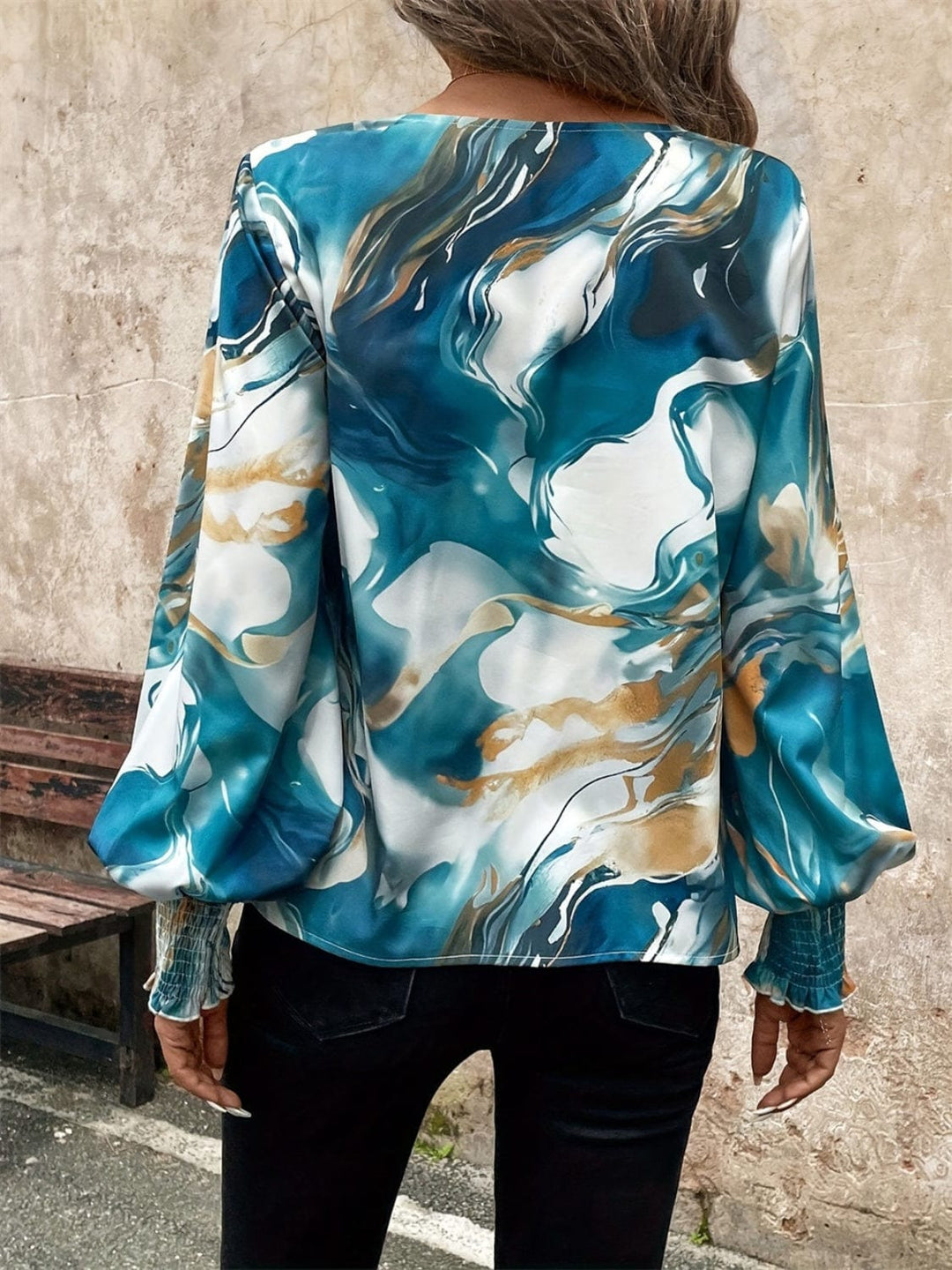 The802Gypsy shirts and tops GYPSY-Tie-Dye V-Neck Long Sleeve Blouse