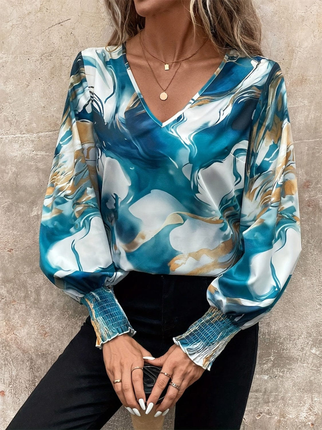 The802Gypsy shirts and tops GYPSY-Tie-Dye V-Neck Long Sleeve Blouse