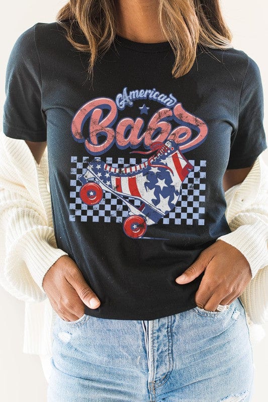 The802Gypsy shirts and tops Heather Black / S ❤️GYPSY FOX-American Babe Star Rollerskate Patriot Graphic Tee