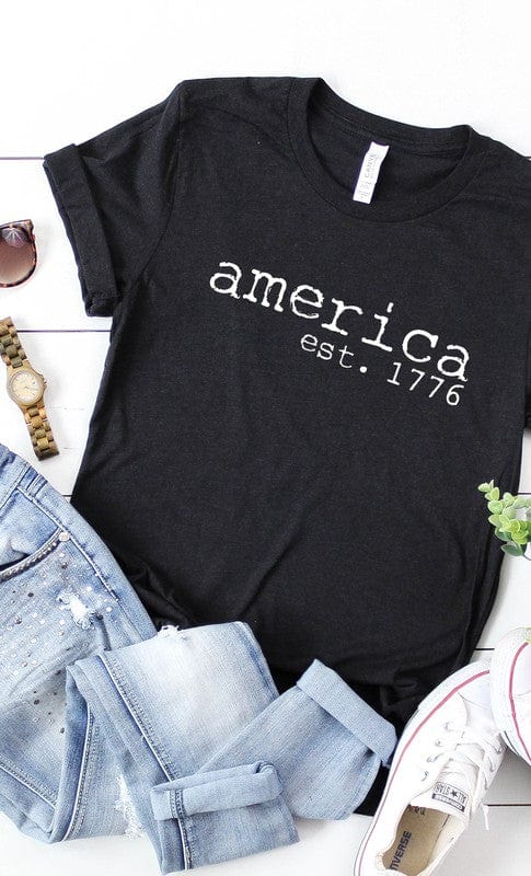 The802Gypsy shirts and tops Heather Black / XXL ❤️GYPSY FOX-America est 1766 Patriotic Plus Size Graphic Tee