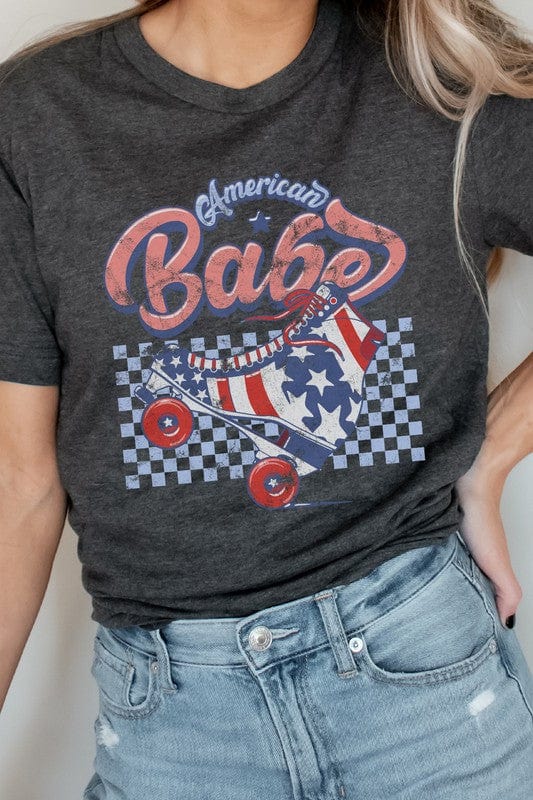 The802Gypsy shirts and tops Heather Charcoal / S ❤️GYPSY FOX-American Babe Star Rollerskate Patriot Graphic Tee