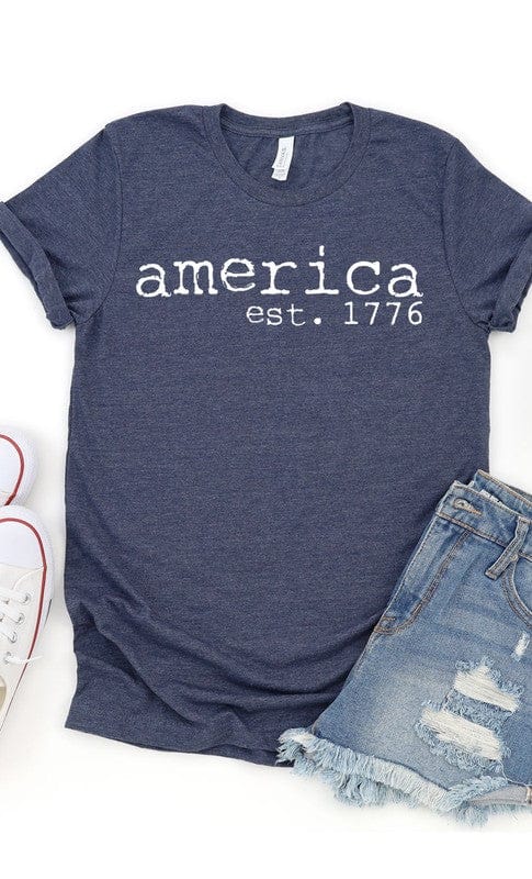The802Gypsy shirts and tops Heather Navy / XXL ❤️GYPSY FOX-America est 1766 Patriotic Plus Size Graphic Tee