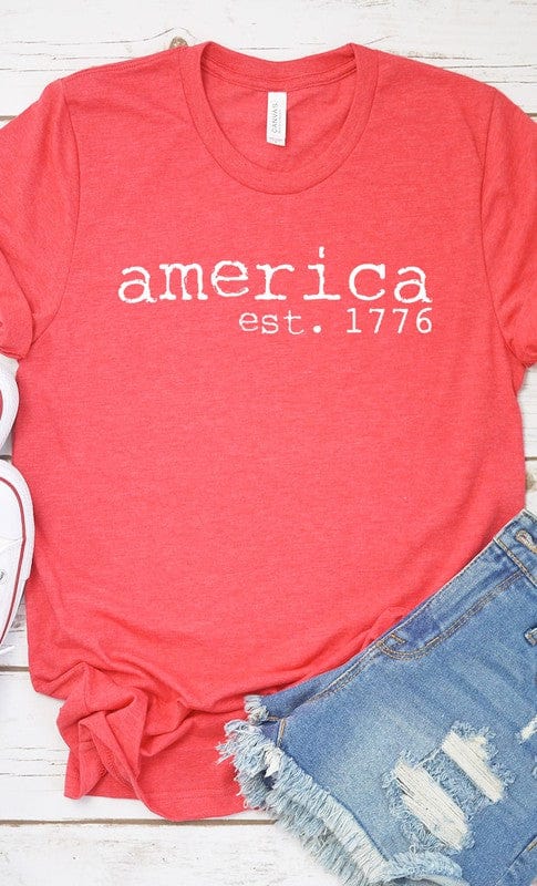 The802Gypsy shirts and tops Heather Red / XXL ❤️GYPSY FOX-America est 1766 Patriotic Plus Size Graphic Tee
