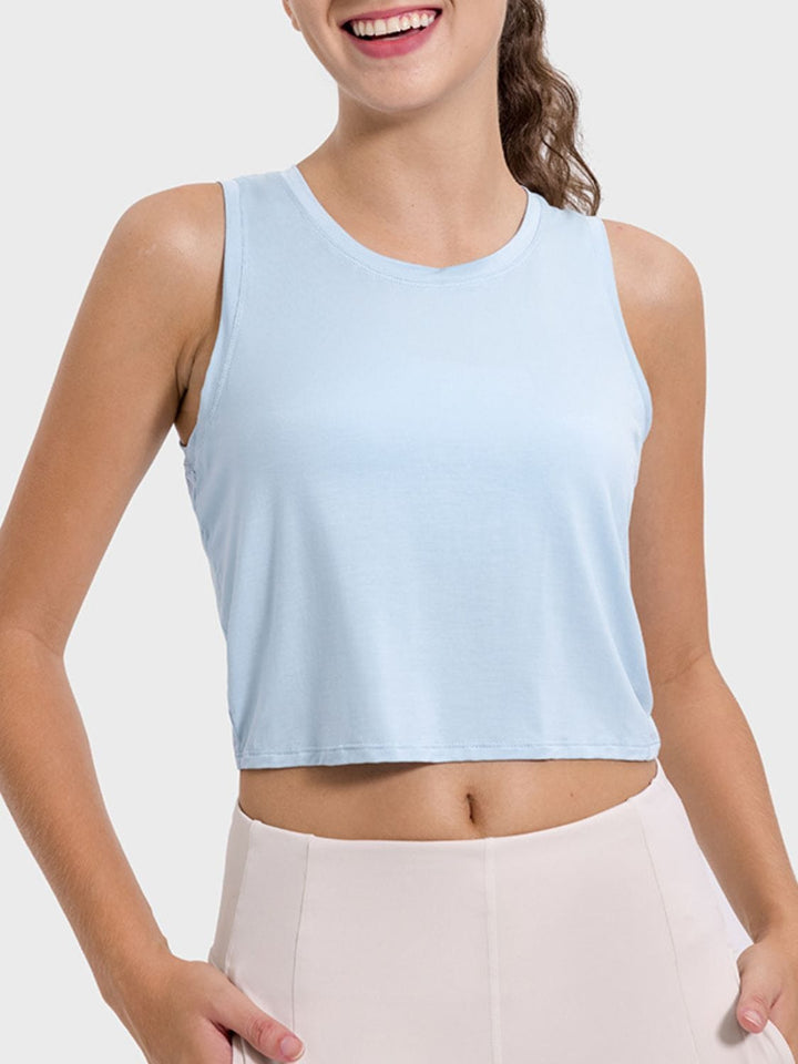 The802Gypsy shirts and tops Light Blue / 4 GYPSY-Drawstring Cutout Back Activewear Tank