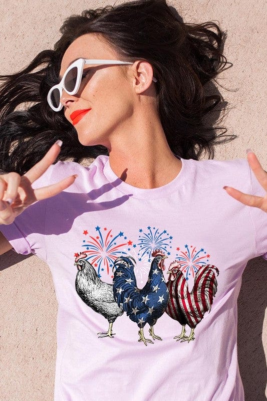The802Gypsy shirts and tops LILAC / S ❤️GYPSY FOX-Patriotic USA Chicken Graphic T Shirts