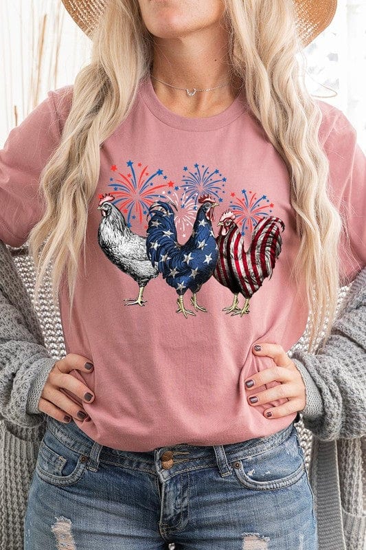 The802Gypsy shirts and tops MAUVE / S ❤️GYPSY FOX-Patriotic USA Chicken Graphic T Shirts
