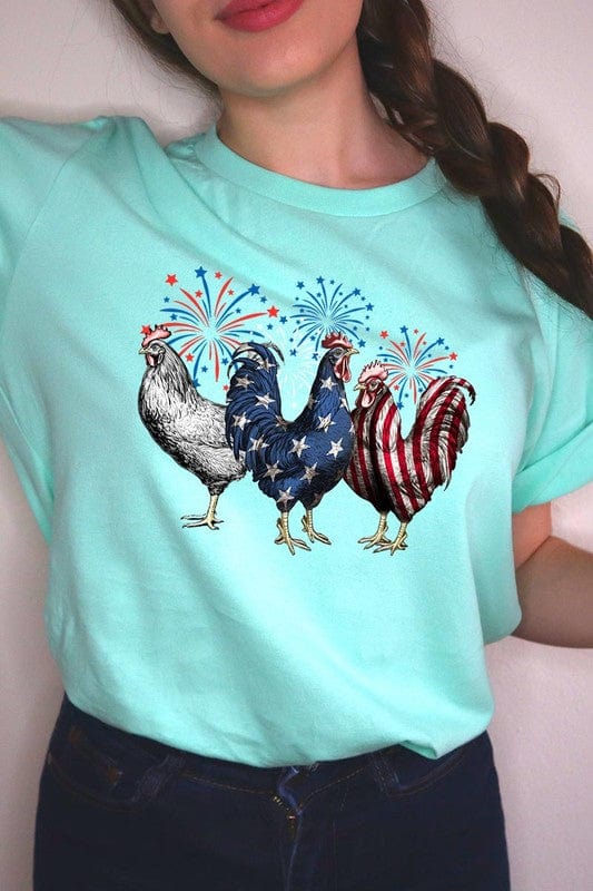 The802Gypsy shirts and tops MINT / S ❤️GYPSY FOX-Patriotic USA Chicken Graphic T Shirts