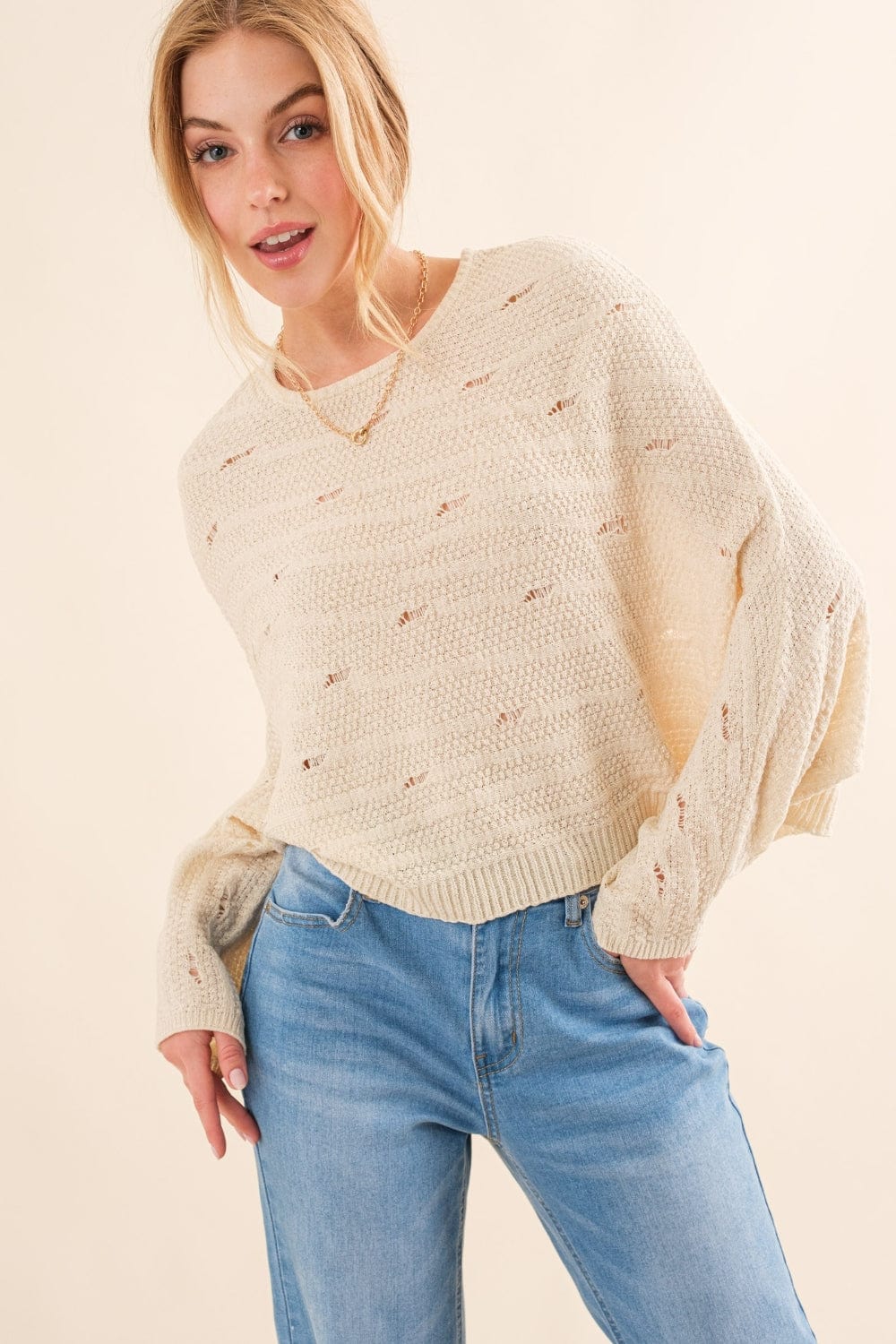 The802Gypsy shirts and tops NATURAL / S/M ❤️GYPSY-And The Why-Dolman Sleeves Sweater