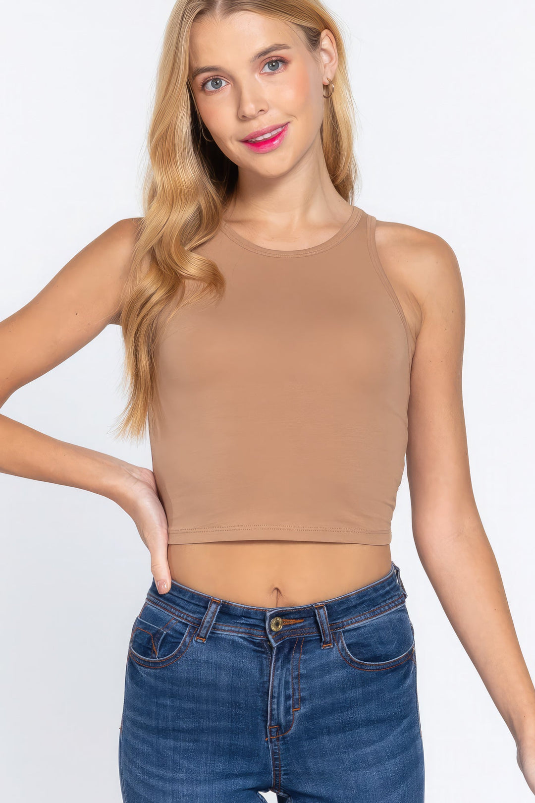 The802Gypsy  shirts and tops Natural Tan / S ❤GYPSY LOVE-Halter Neck Crop Top