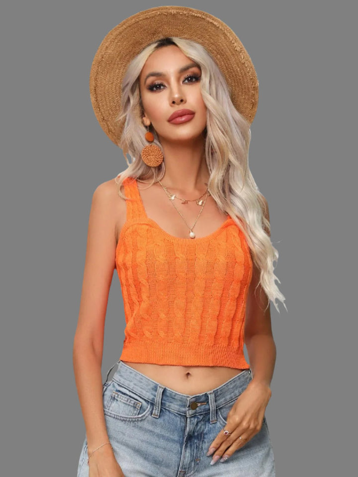 The802Gypsy shirts and tops Orange / S GYPSY- Cable-Knit Cropped Knit Tank