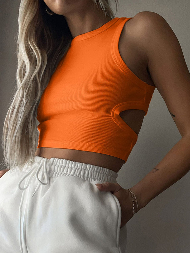 The802Gypsy shirts and tops Orange / XS GYPSY-Cutout Round Neck Tank