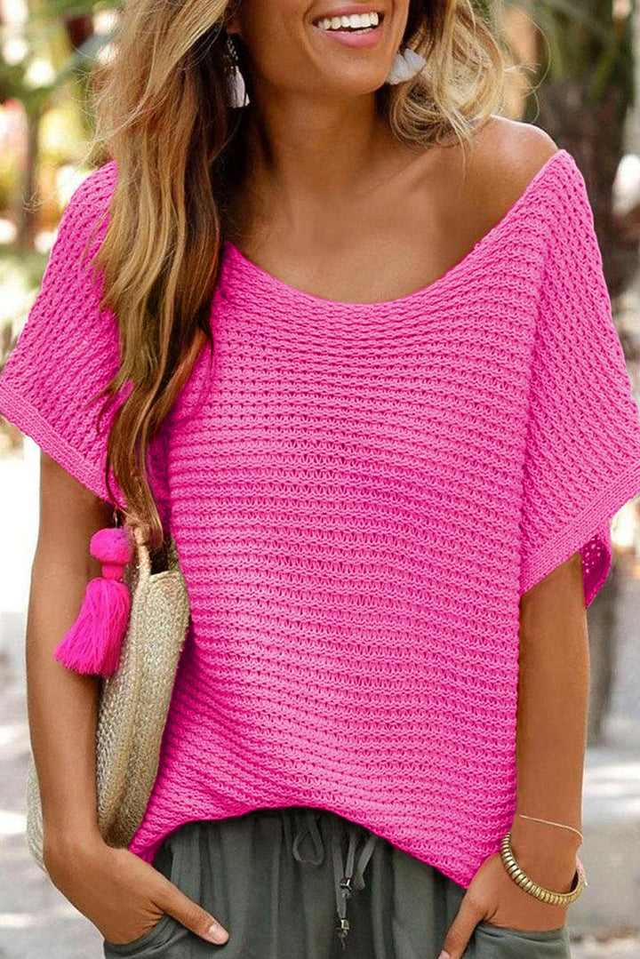 The802Gypsy  shirts and tops Pink / S / 100%Acrylic TRAVELING GYPSY- Loose Knit Sweater Top