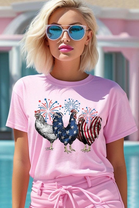 The802Gypsy shirts and tops PINK / S ❤️GYPSY FOX-Patriotic USA Chicken Graphic T Shirts