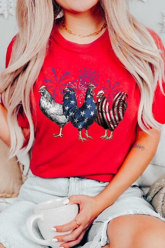 The802Gypsy shirts and tops RED / S ❤️GYPSY FOX-Patriotic USA Chicken Graphic T Shirts