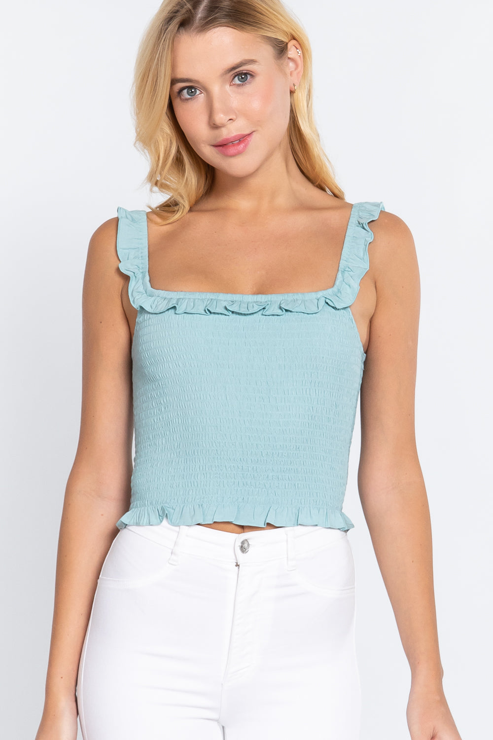 The802Gypsy  shirts and tops S / mint ❤GYPSY LOVE-Ruffle Cami Woven Top
