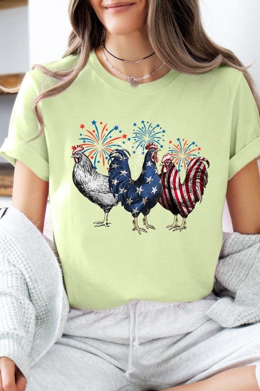 The802Gypsy shirts and tops SPRING GREEN / S ❤️GYPSY FOX-Patriotic USA Chicken Graphic T Shirts