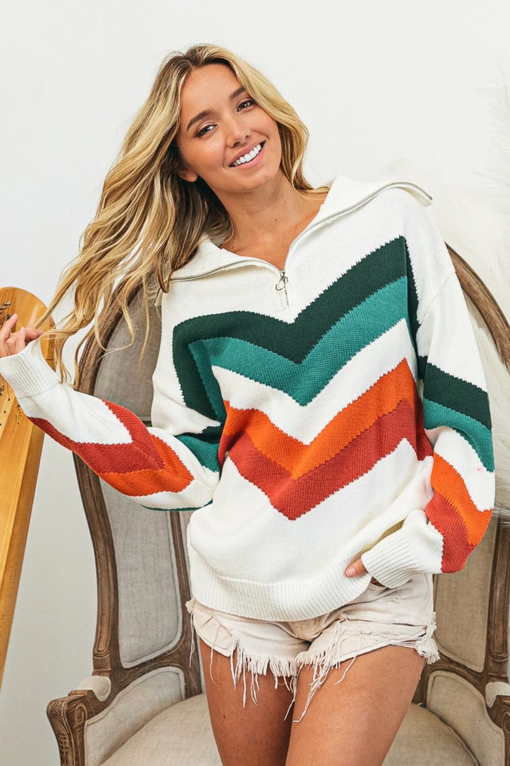 The802Gypsy shirts and tops/sweater ❤️GYPSY-BiBi-Multi Color Chevron Pattern Sweater