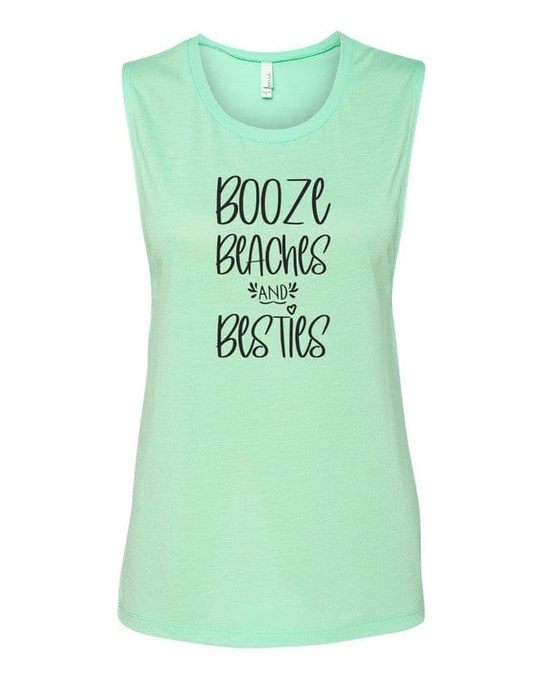 The802Gypsy shirts and tops/Tank Tops Green / L ❤️GYPSY FOX-Booze Beaches and Besties Tank