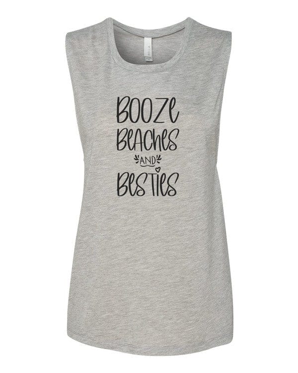 The802Gypsy shirts and tops/Tank Tops Grey / L ❤️GYPSY FOX-Booze Beaches and Besties Tank