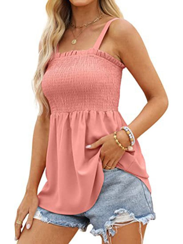 The802Gypsy shirts and tops/Tank Tops GYPSY GIRL-Camisole Ruffle Pleated Tank Top