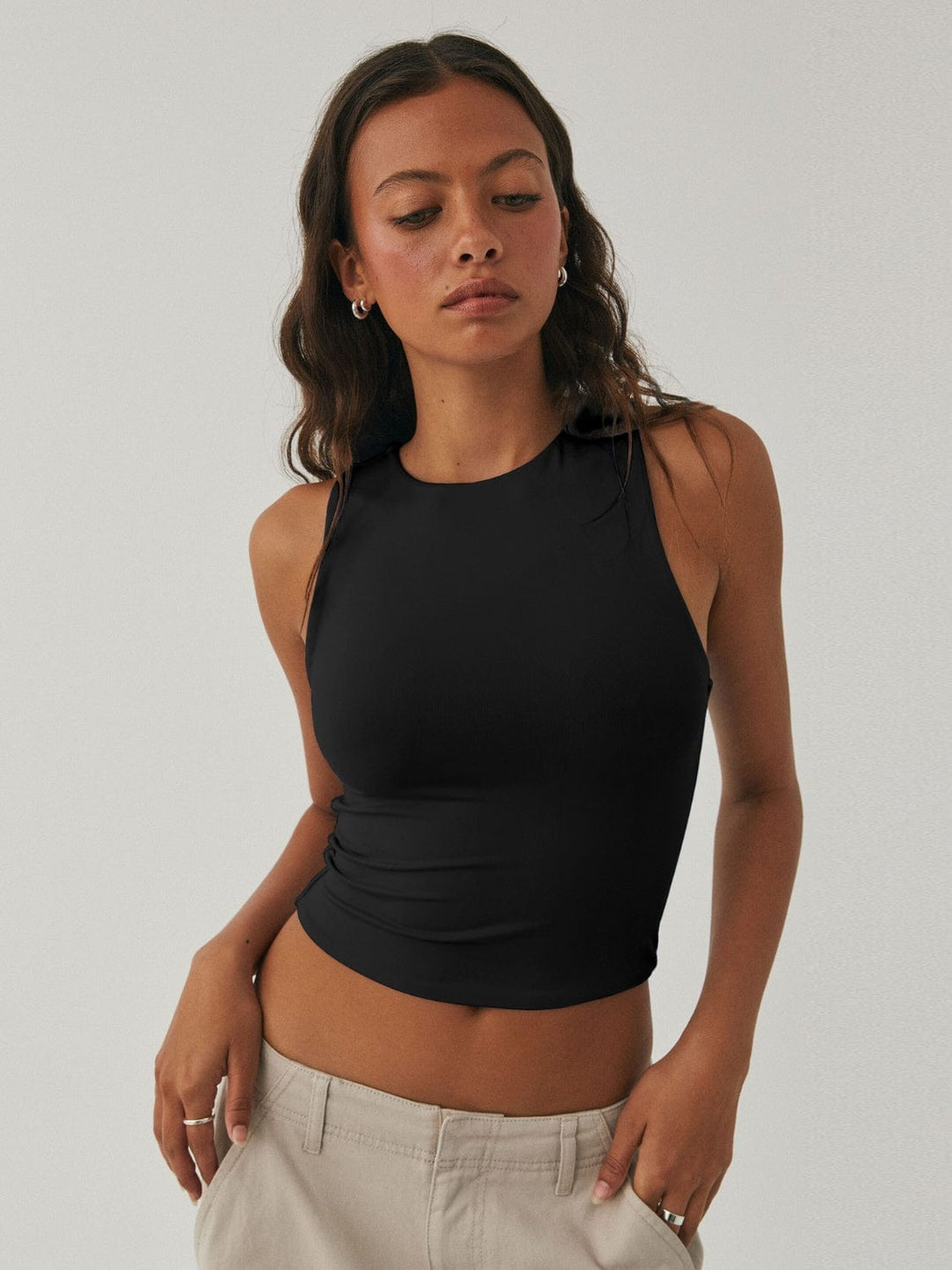 The802Gypsy shirts and tops/Tank Tops GYPSY-Round Neck Cropped Tank