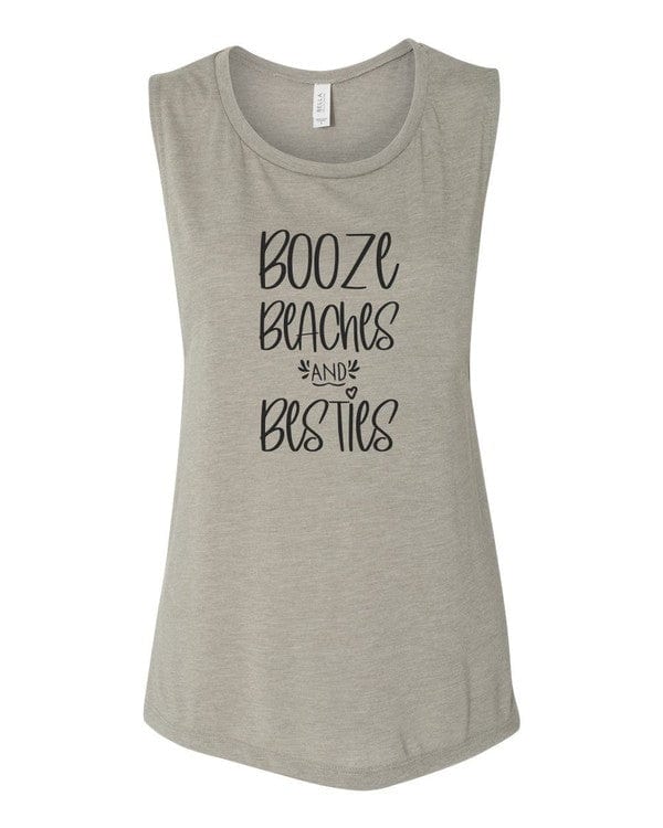 The802Gypsy shirts and tops/Tank Tops Heather Stone / L ❤️GYPSY FOX-Booze Beaches and Besties Tank