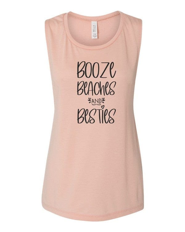 The802Gypsy shirts and tops/Tank Tops Peach / L ❤️GYPSY FOX-Booze Beaches and Besties Tank