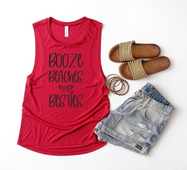 The802Gypsy shirts and tops/Tank Tops Red / L ❤️GYPSY FOX-Booze Beaches and Besties Tank