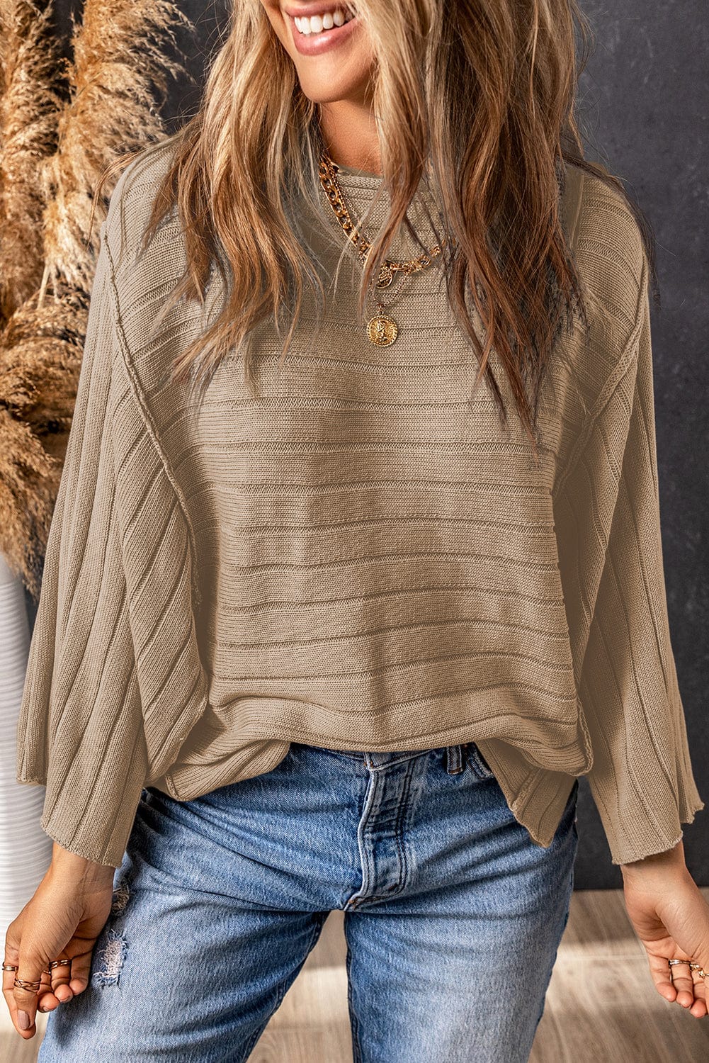 The802Gypsy  shirts and tops TRAVELING GYPSY-Exposed Seam Knit Casual Top