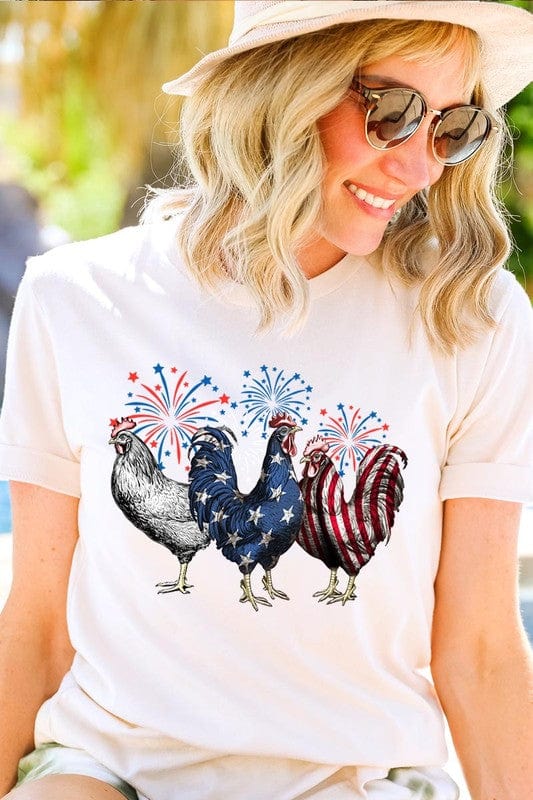 The802Gypsy shirts and tops VINTAGE WHITE / S ❤️GYPSY FOX-Patriotic USA Chicken Graphic T Shirts