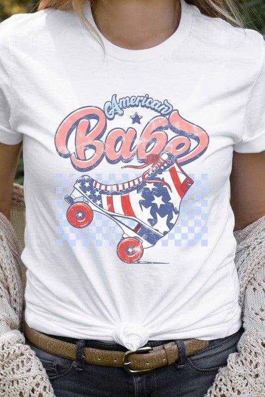 The802Gypsy shirts and tops White / S ❤️GYPSY FOX-American Babe Star Rollerskate Patriot Graphic Tee
