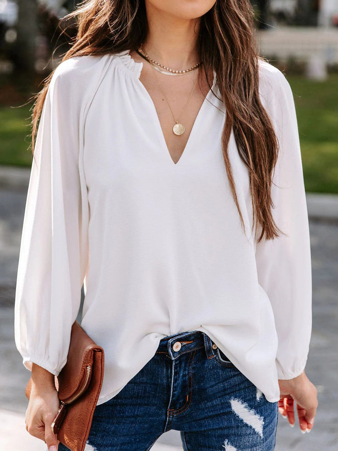 The802Gypsy shirts and tops White / S GYPSY-Long Sleeve Blouse