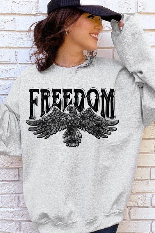 The802Gypsy shits and tops ASH / S ❤️GYPSY FOX-Freedom Eagle Oversized Graphic Fleece Sweatshirts
