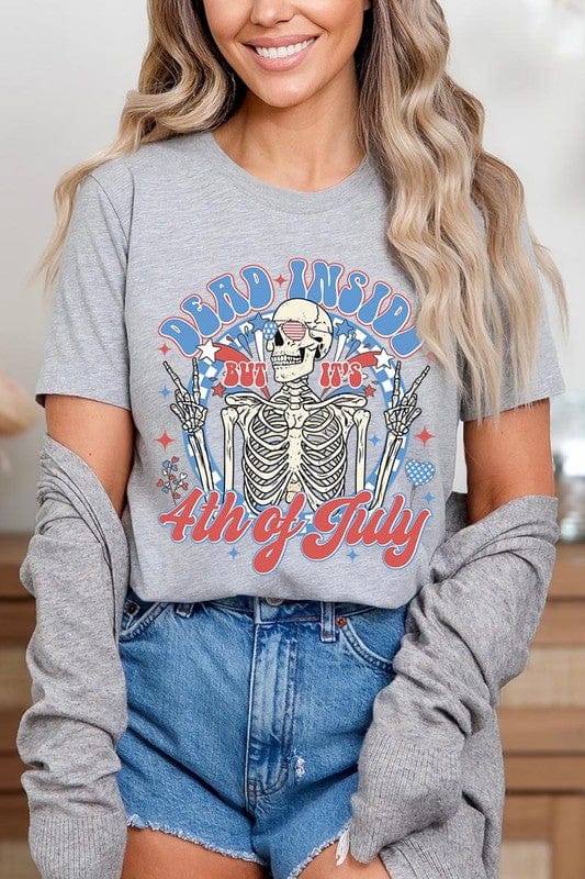 The802Gypsy shits and tops ATHLETIC HEATHER / S ❤️GYPSY FOX-Dead Inside 4th of July Graphic T Shirt