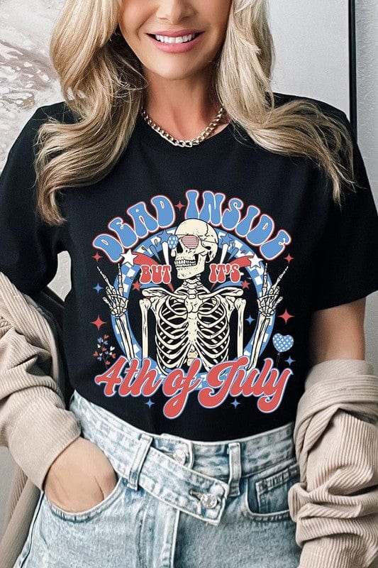 The802Gypsy shits and tops BLACK / S ❤️GYPSY FOX-Dead Inside 4th of July Graphic T Shirt