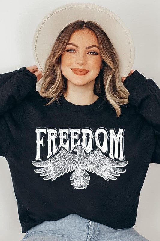 The802Gypsy shits and tops BLACK / S ❤️GYPSY FOX-Freedom Eagle Oversized Graphic Fleece Sweatshirts