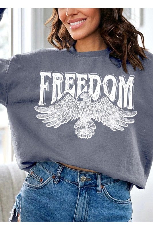 The802Gypsy shits and tops CHARCOAL / S ❤️GYPSY FOX-Freedom Eagle Oversized Graphic Fleece Sweatshirts