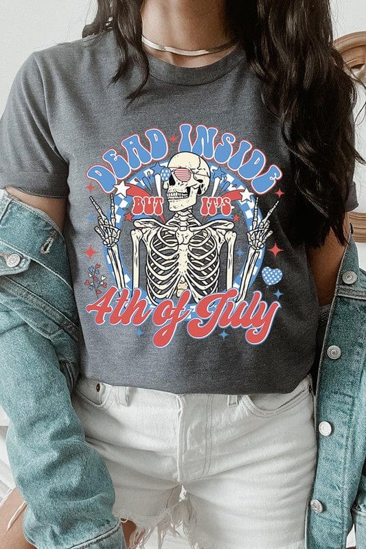 The802Gypsy shits and tops DARK GREY HEATHER / S ❤️GYPSY FOX-Dead Inside 4th of July Graphic T Shirt