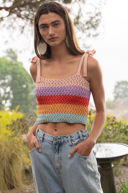 The802Gypsy shits and tops ❤️GYPSY FOX-Tie-shoulder Sweater Crop Tank Top
