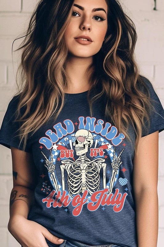 The802Gypsy shits and tops HEATHER NAVY / S ❤️GYPSY FOX-Dead Inside 4th of July Graphic T Shirt