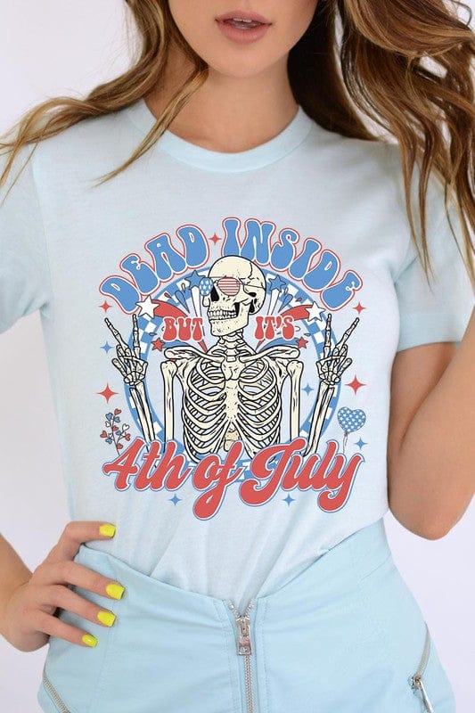 The802Gypsy shits and tops ICE BLUE / S ❤️GYPSY FOX-Dead Inside 4th of July Graphic T Shirt