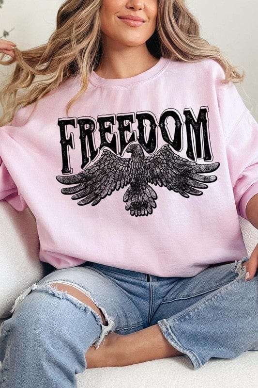 The802Gypsy shits and tops LIGHT PINK / S ❤️GYPSY FOX-Freedom Eagle Oversized Graphic Fleece Sweatshirts