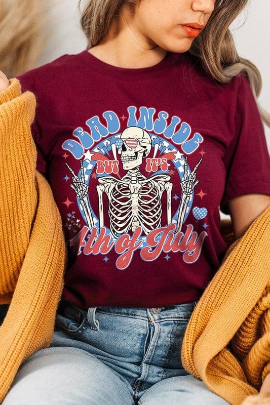 The802Gypsy shits and tops MAROON / S ❤️GYPSY FOX-Dead Inside 4th of July Graphic T Shirt
