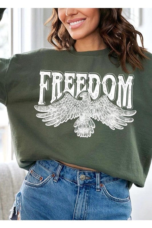 The802Gypsy shits and tops MILITARY GREEN / S ❤️GYPSY FOX-Freedom Eagle Oversized Graphic Fleece Sweatshirts