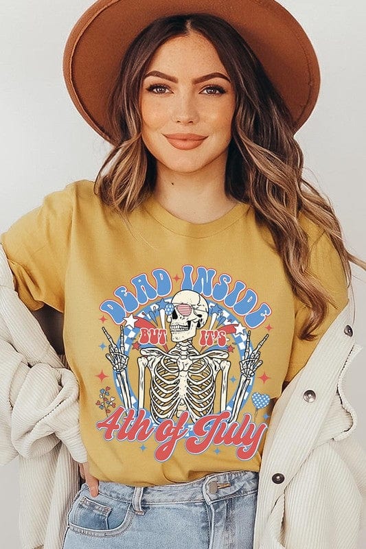 The802Gypsy shits and tops MUSTARD / S ❤️GYPSY FOX-Dead Inside 4th of July Graphic T Shirt