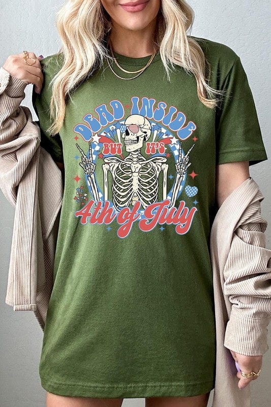 The802Gypsy shits and tops OLIVE / S ❤️GYPSY FOX-Dead Inside 4th of July Graphic T Shirt
