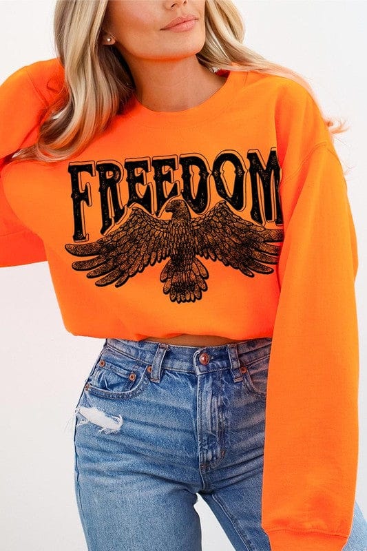 The802Gypsy shits and tops ORANGE / S ❤️GYPSY FOX-Freedom Eagle Oversized Graphic Fleece Sweatshirts