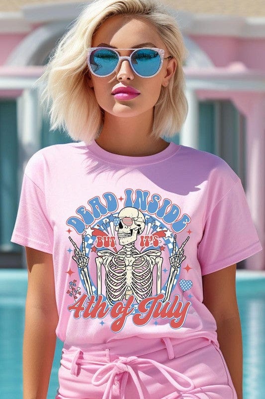 The802Gypsy shits and tops PINK / S ❤️GYPSY FOX-Dead Inside 4th of July Graphic T Shirt