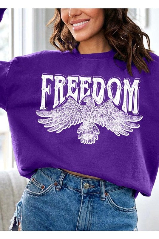 The802Gypsy shits and tops PURPLE / S ❤️GYPSY FOX-Freedom Eagle Oversized Graphic Fleece Sweatshirts