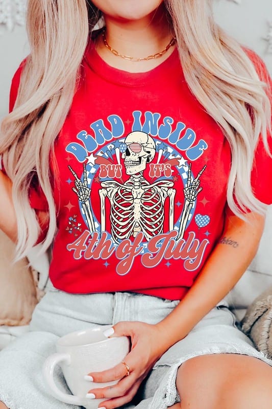 The802Gypsy shits and tops RED / S ❤️GYPSY FOX-Dead Inside 4th of July Graphic T Shirt